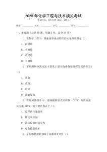 2025年化學(xué)工程與技術(shù)模擬考試
