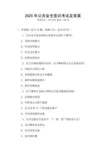 2025年公共安全意識考試及答案