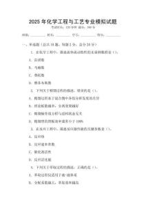 2025年化學工程與工藝專業(yè)模擬試題