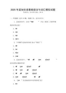 2025年孟加拉語基礎(chǔ)語法與詞匯模擬試題