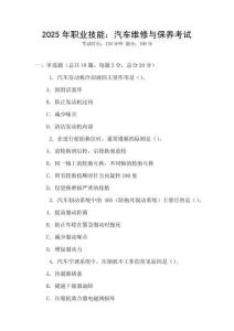 2025年職業(yè)技能：汽車維修與保養(yǎng)考試