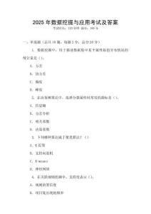 2025年數據挖掘與應用考試及答案