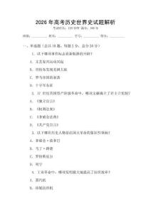 2026年高考历史世界史试题解析