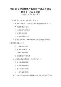 2025年大數(shù)據(jù)技術(shù)在智慧城市建設(shè)中的應(yīng)用場景 試卷及答案