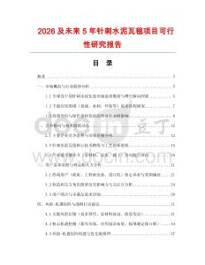 2026及未來5年針刺水泥瓦毯項目可行性研究報告