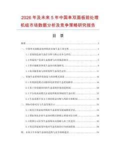 2026年及未來5年中國單雙面板前處理機組市場數據分析及競爭策略研究報告
