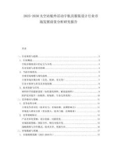 2025-2030太空站艙外活動宇航員服裝設(shè)計行業(yè)市場發(fā)展前景分析研究報告