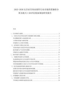 2025-2030太空站空間站部件行業(yè)市場供需獨特分析及航天工業(yè)評估裝備規(guī)劃研究報告