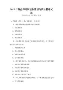 2025年稅務師考試稅收籌劃與風險管理試題