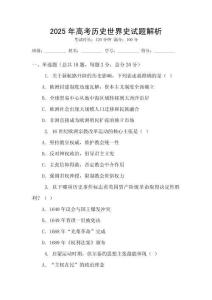 2025年高考历史世界史试题解析