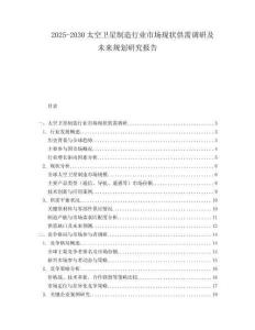 2025-2030太空衛(wèi)星制造行業(yè)市場現(xiàn)狀供需調(diào)研及未來規(guī)劃研究報告