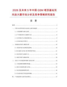 2026及未来5年中国GSM塔顶基站双向放大器市场分析及竞争策略研究报告