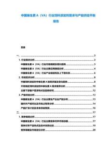 中國維生素A（VA）行業(yè)飼料添加劑需求與產(chǎn)能供給平衡報告