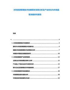 水利資源管理技術(shù)發(fā)展現(xiàn)狀深度分析及產(chǎn)業(yè)優(yōu)化與市場監(jiān)管深度研究報告