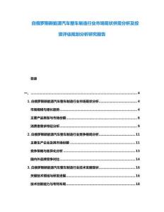 白俄羅斯新能源汽車整車制造行業市場現狀供需分析及投資評估規劃分析研究報告