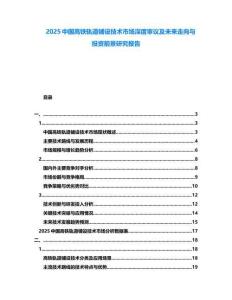 2025中國高鐵軌道鋪設(shè)技術(shù)市場深度審議及未來走向與投資前景研究報告