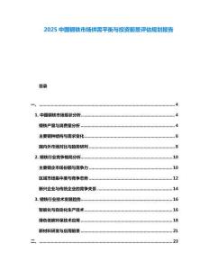 2025中國鋼鐵市場供需平衡與投資前景評估規(guī)劃報告
