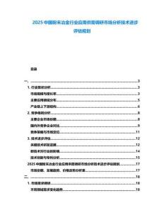 2025中國粉末冶金行業(yè)應用供需調(diào)研市場分析技術進步評估規(guī)劃