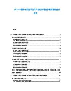 2025中國電子商務平臺用戶留存市場競爭發(fā)展策略分析報告