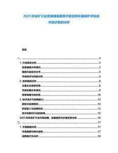 2025砂巖礦行業(yè)資源儲(chǔ)量勘查開發(fā)效率環(huán)境保護(hù)評(píng)估技術(shù)進(jìn)步規(guī)劃分析
