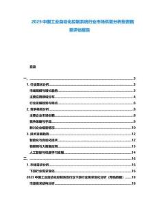 2025中國工業(yè)自動(dòng)化控制系統(tǒng)行業(yè)市場供需分析投資前景評估報(bào)告