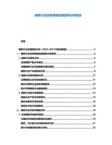 鋼鐵行業(yè)投資策略發(fā)展趨勢(shì)分析報(bào)告