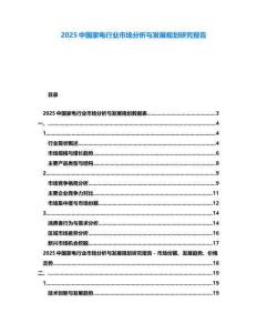 2025中國家電行業(yè)市場分析與發(fā)展規(guī)劃研究報告