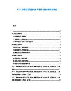 2025中國自動(dòng)駕駛汽車產(chǎn)業(yè)現(xiàn)狀及未來規(guī)劃研究