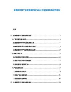 金屬新材料產(chǎn)業(yè)發(fā)展規(guī)劃及市場(chǎng)分析及投資布局研究報(bào)告