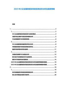 2025中小企業(yè)服務(wù)板塊風(fēng)險(xiǎn)投資動(dòng)態(tài)分析及融資策略