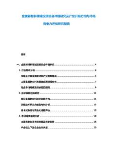 金屬新材料領(lǐng)域投資機(jī)會(huì)詳細(xì)研究及產(chǎn)業(yè)升級(jí)方向與市場(chǎng)競(jìng)爭(zhēng)力評(píng)估研究報(bào)告
