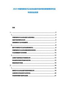 2025中國高新技術(shù)企業(yè)創(chuàng)業(yè)園市場供需創(chuàng)新要素研究及科技創(chuàng)業(yè)投資