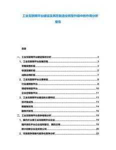 工業(yè)互聯(lián)網(wǎng)平臺(tái)建設(shè)及其在制造業(yè)轉(zhuǎn)型升級(jí)中的作用分析報(bào)告