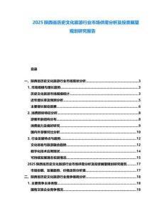 2025陜西省歷史文化旅游行業(yè)市場供需分析及投資展望規(guī)劃研究報告