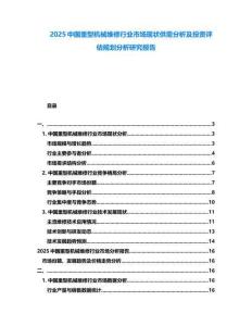 2025中國重型機(jī)械維修行業(yè)市場現(xiàn)狀供需分析及投資評估規(guī)劃分析研究報(bào)告