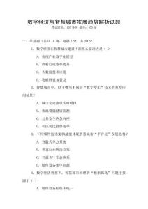 數字經濟與智慧城市發展趨勢解析試題