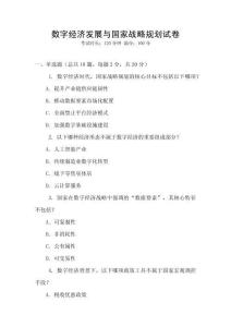 數(shù)字經(jīng)濟(jì)發(fā)展與國家戰(zhàn)略規(guī)劃試卷