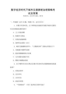 數(shù)字經(jīng)濟時代下城市交通擁堵治理策略考試及答案