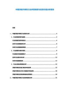 中國(guó)浮船升降機(jī)行業(yè)供需格局與投資價(jià)值分析報(bào)告