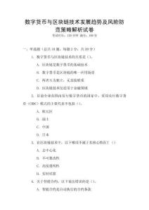 數(shù)字貨幣與區(qū)塊鏈技術發(fā)展趨勢及風險防范策略解析試卷