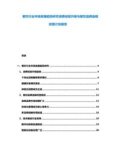 餐飲行業(yè)市場發(fā)展趨勢研究消費經驗升級與餐飲品牌連鎖經營計劃報告