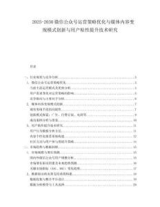2025-2030微信公众号运营策略优化与媒体内容变现模式创新与用户粘性提升技术研究