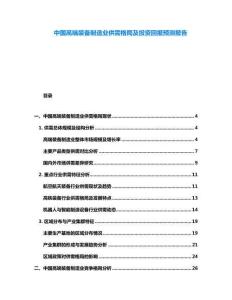 中國高端裝備制造業(yè)供需格局及投資回報預測報告