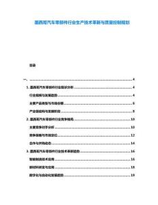 墨西哥汽車(chē)零部件行業(yè)生產(chǎn)技術(shù)革新與質(zhì)量控制規(guī)劃