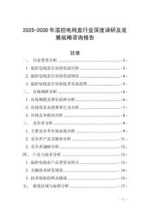 2025-2030年温控电炖盅行业深度调研及发展战略咨询报告