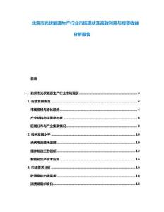 北京市光伏能源生產(chǎn)行業(yè)市場(chǎng)現(xiàn)狀及高效利用與投資收益分析報(bào)告