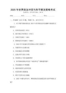 2025年世界政治沖突與和平解決策略考試