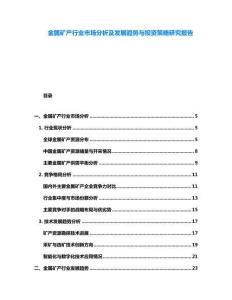 金屬礦產(chǎn)行業(yè)市場(chǎng)分析及發(fā)展趨勢(shì)與投資策略研究報(bào)告