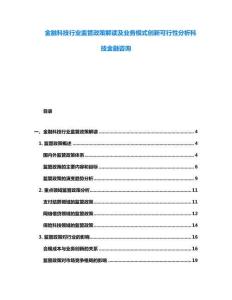 金融科技行業(yè)監(jiān)管政策解讀及業(yè)務(wù)模式創(chuàng)新可行性分析科技金融咨詢