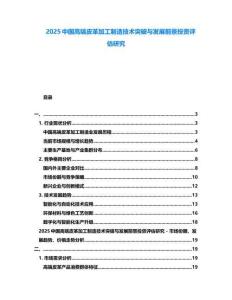 2025中國高端皮革加工制造技術(shù)突破與發(fā)展前景投資評(píng)估研究